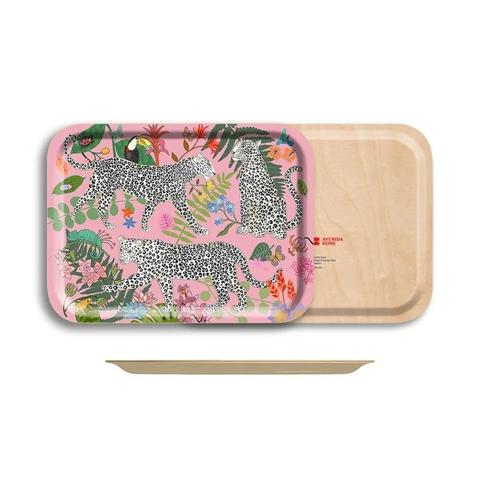 Leopard Pink Birch Wood Tray
