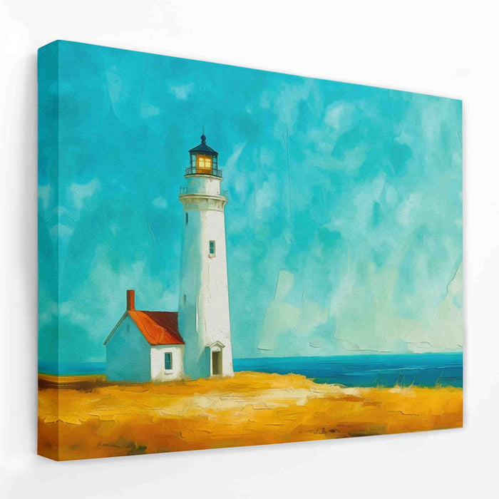 Lighthouse Hilltop - Beach Canvas Wall Art
