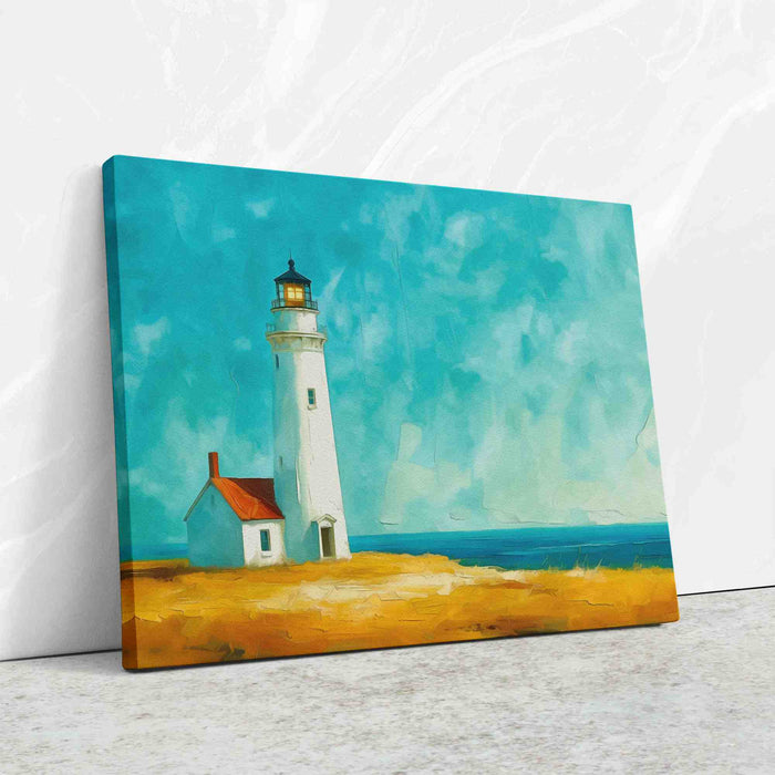 Lighthouse Hilltop - Blue Wall Art