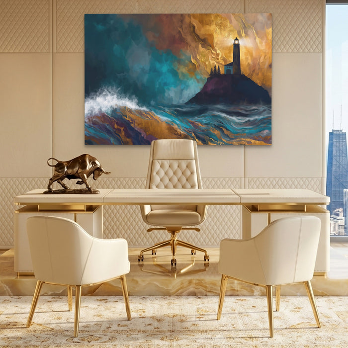 Lighthouse Stormy Vigil canvas wall art, room view