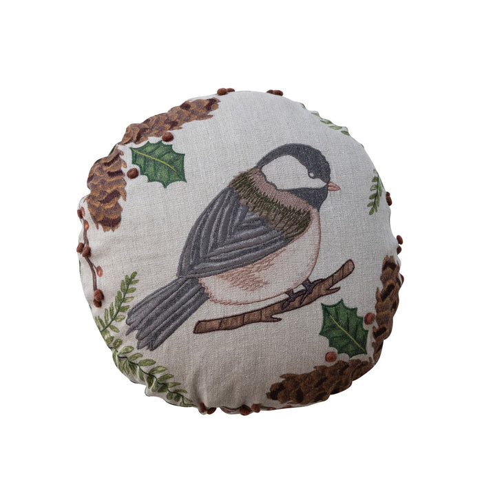 Linen Printed Pillow  Botanicals, Bird