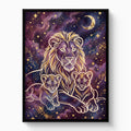 Lion Cosmic Gold — lion cosmic gold white studio framed black
