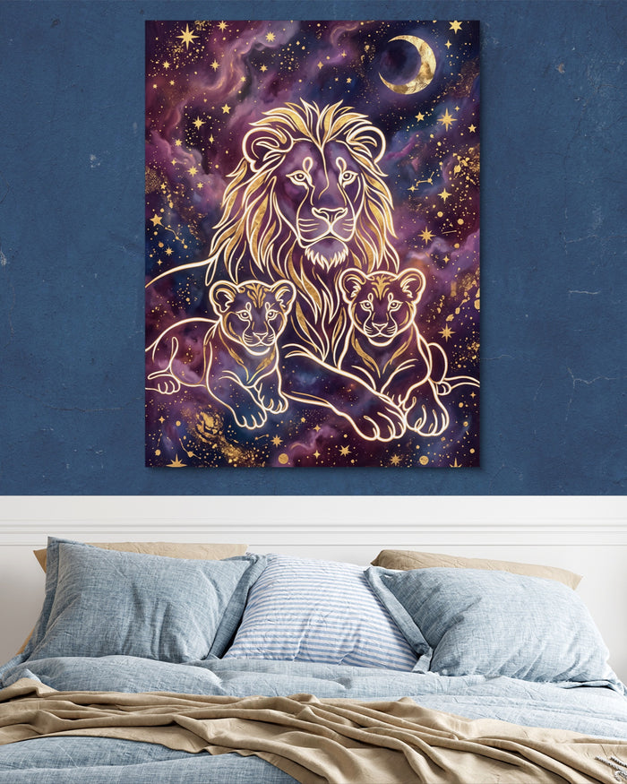 Lion Cosmic Gold — lion cosmic gold psd navy blue bedroom 1port flush print
