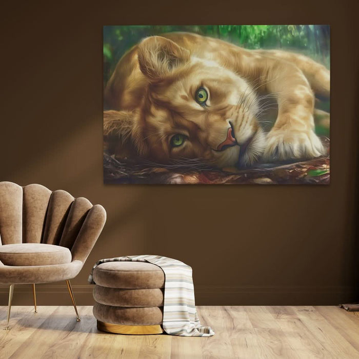 Lioness Temptation - Earth Tones Big Cat Canvas Print