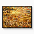 Lions Golden Sunrise — lions golden sunrise white studio framed black