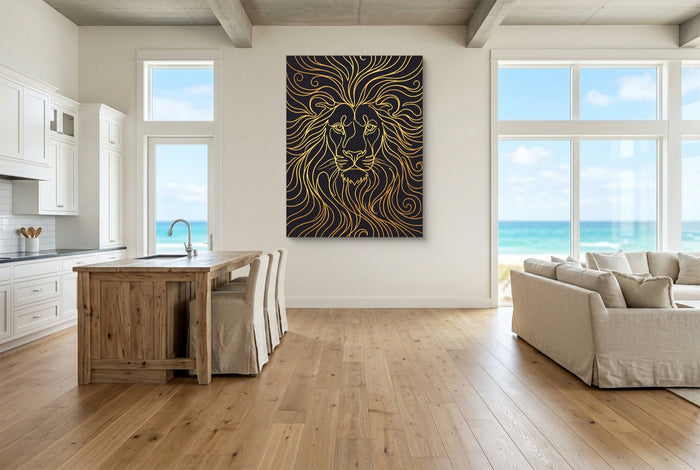Lion's Liquid Mane — lion's liquid mane living room with ocean view 2 1port flush print