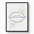 Lips Golden Line — lips golden line white studio framed black