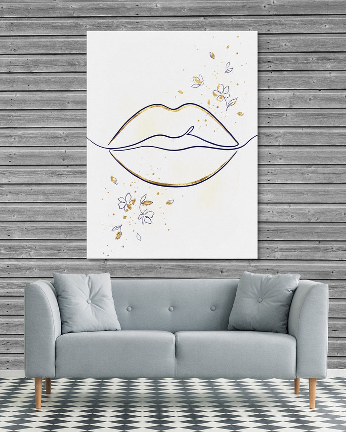 Lips Golden Line — lips golden line psd grey wood checkers couch 1port flush print