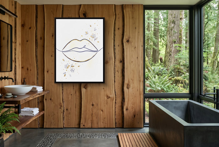 Lips Golden Line — lips golden line wooden bathroom with window 1port framed black