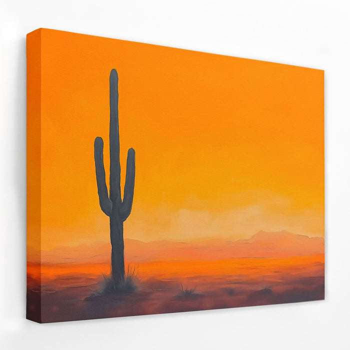 Lone Texas Cactus - Country and Farm Canvas Wall Art