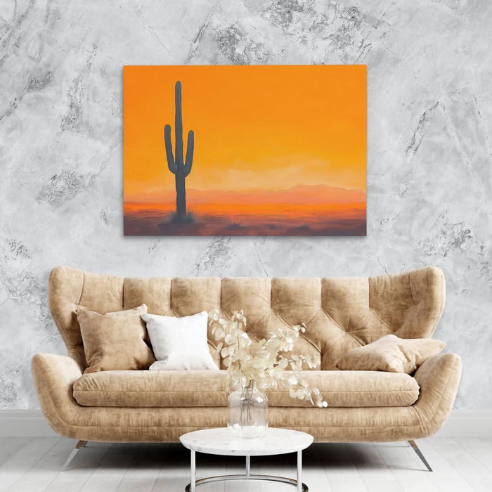 Lone Texas Cactus - Large Minimalist Canvas Print