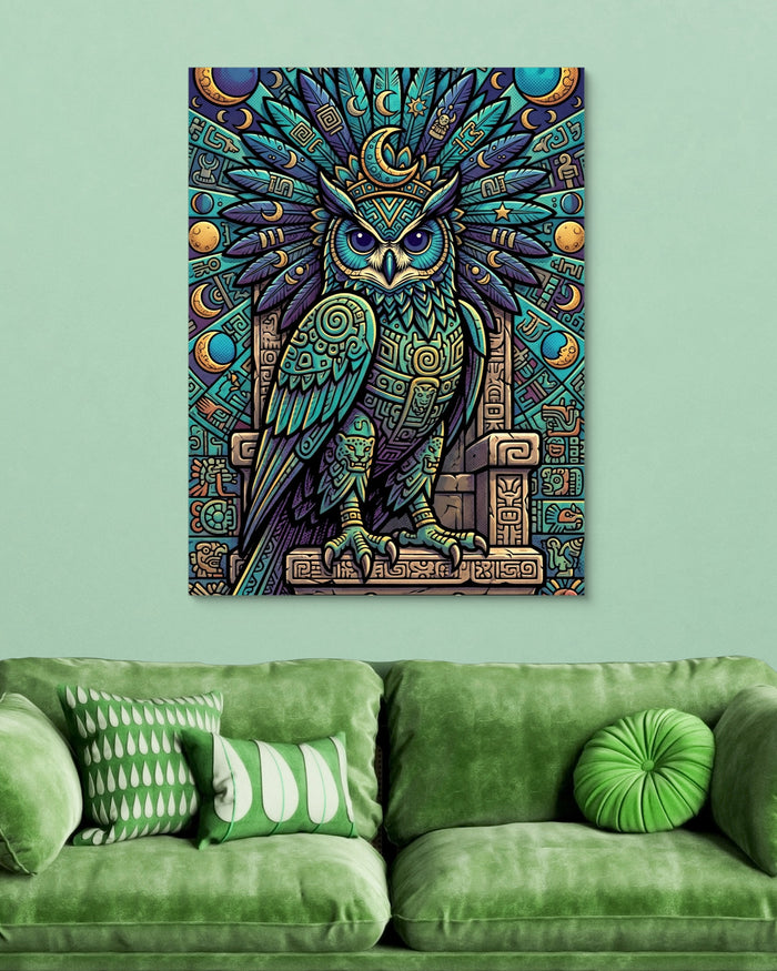 Lunar Guardian Owl — lunar guardian owl psd light green couch 1port flush print