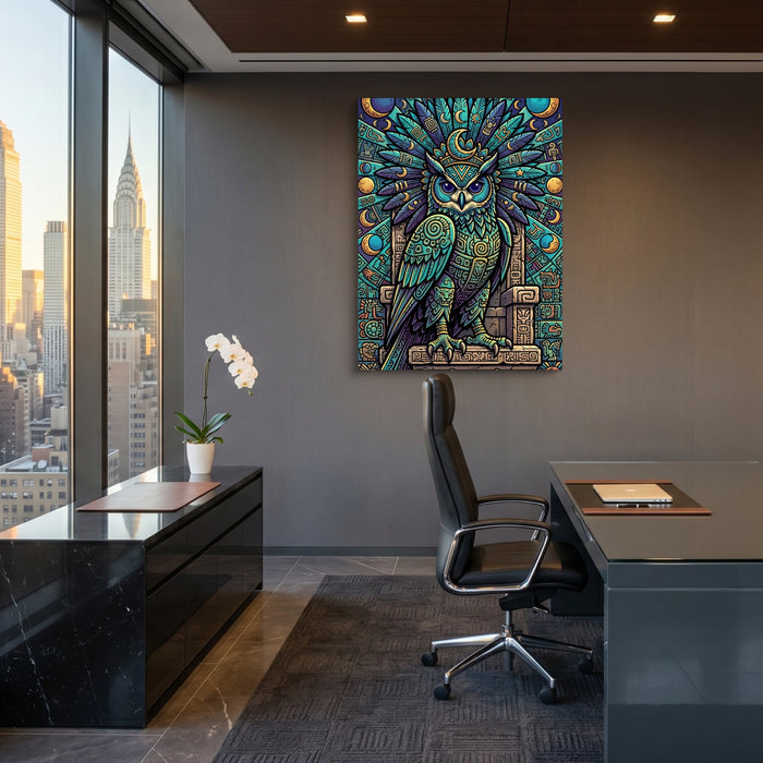 Lunar Guardian Owl — lunar guardian owl sq office view 1port flush print