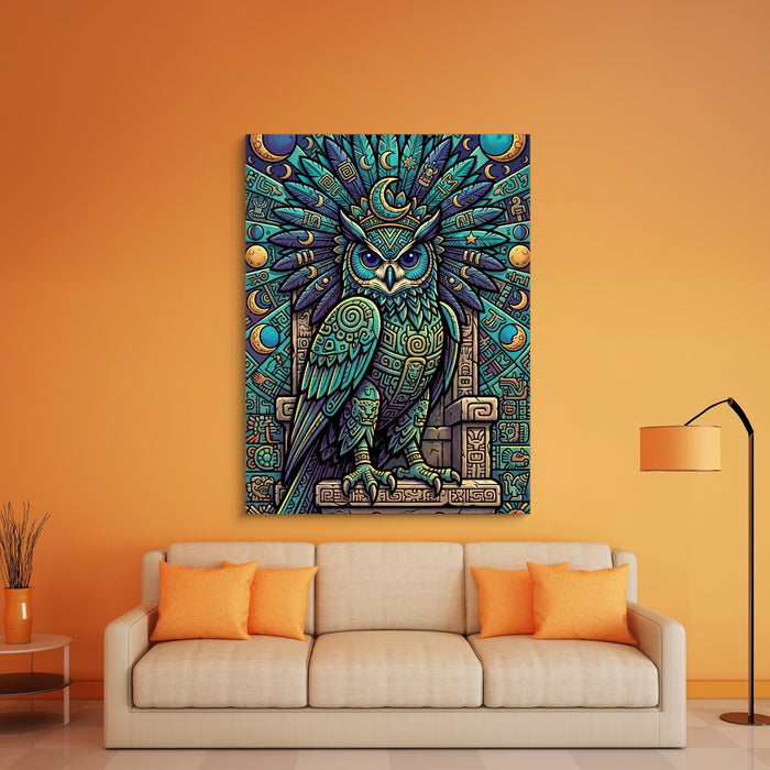 Lunar Guardian Owl — lunar guardian owl sq orange room 1port flush print