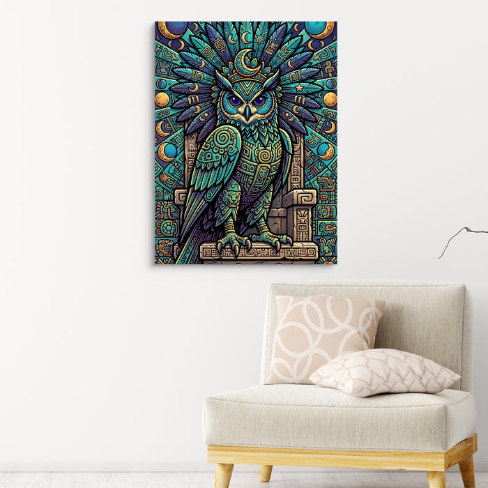 Lunar Guardian Owl — lunar guardian owl sq pink chair wall 1port flush print