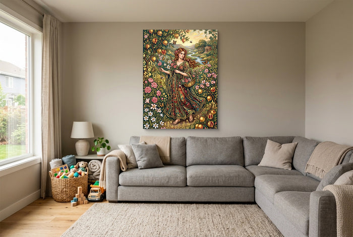 Maiden Flowered Garden — maiden flowered garden living room with sectional sofa 1port flush print