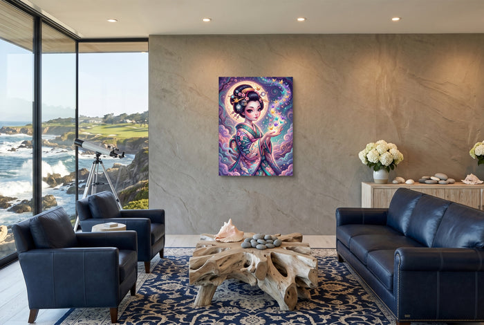 Maiden's Crane Flight — maiden's crane flight living room with ocean view 1port flush print