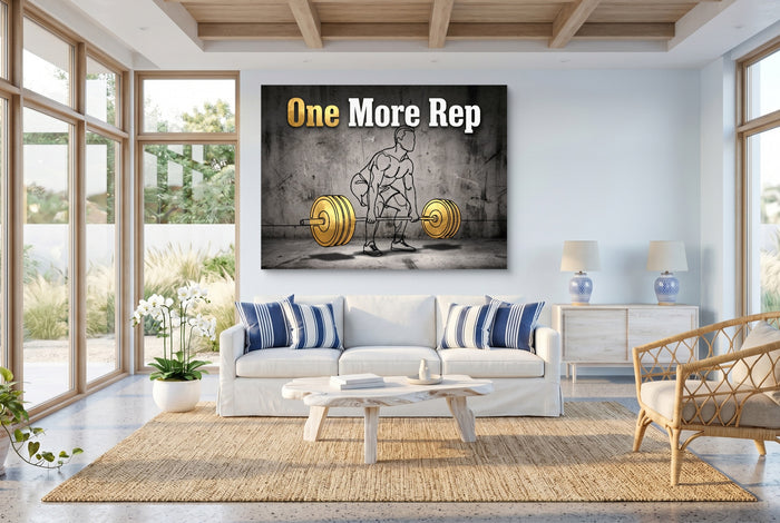 Man Golden Deadlift — man golden deadlift living room with windows 1land flush print