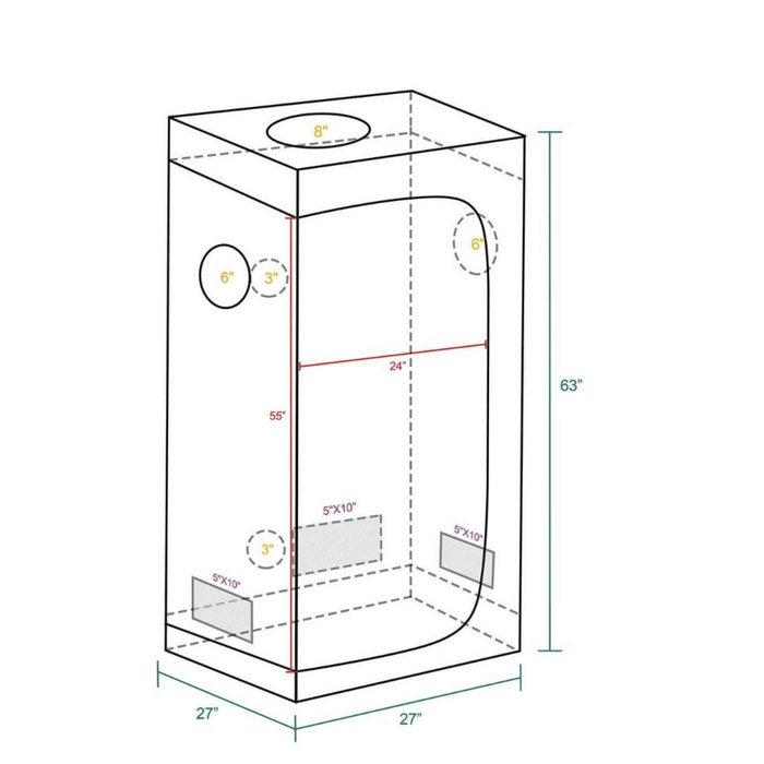 Mars Hydro 2' 4" x 2' 4" x 5' 4" Grow Tent - Compact & Durable - Ed's Plant Shop