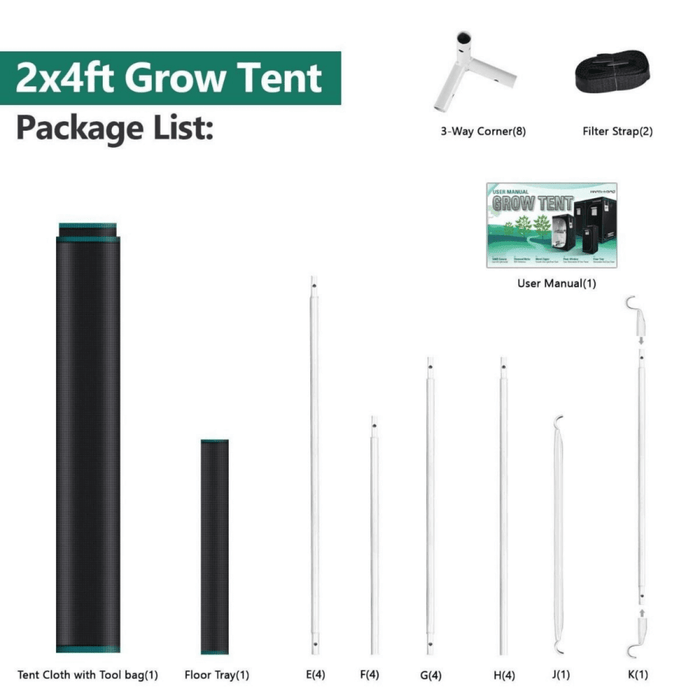 Mars Hydro 2' x 4' x 6' 1" Indoor Grow Tent - Reflective & Durable - Ed's Plant Shop