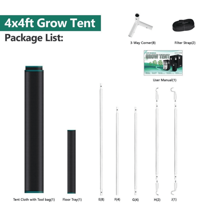 Mars Hydro 4' x 4' x 6' 8" Indoor Grow Tent | Durable, Light - Proof, and User - Friendly - Ed's Plant Shop