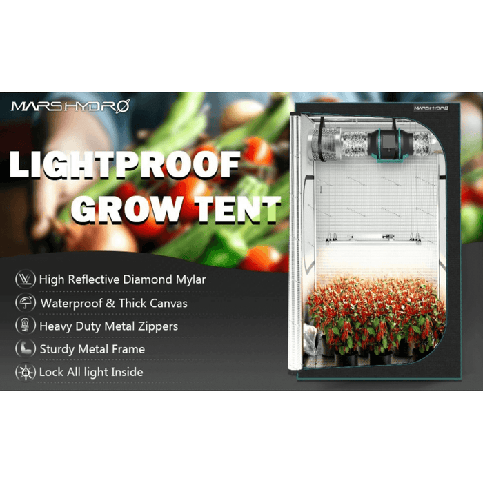Mars Hydro 4' x 4' x 6' 8" Indoor Grow Tent | Durable, Light - Proof, and User - Friendly - Ed's Plant Shop