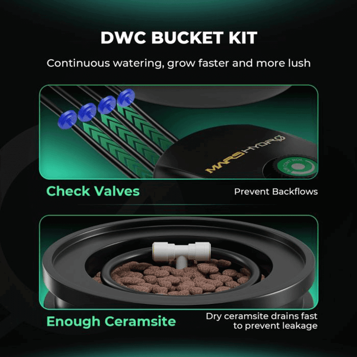 Mars Hydro 5 - Gallon Deep Water Culture Hydroponic System Kit with 2 Buckets - Ed's Plant Shop