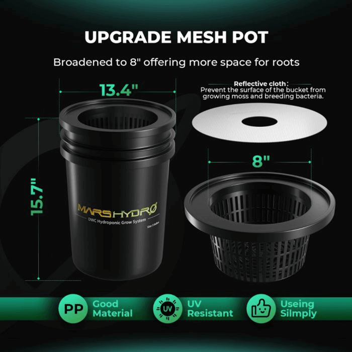 Mars Hydro 5 - Gallon Deep Water Culture Hydroponic System Kit with 2 Buckets - Ed's Plant Shop
