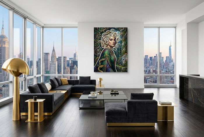 Medusa Serpent Glow — medusa serpent glow modern living room interior 4 1port flush print