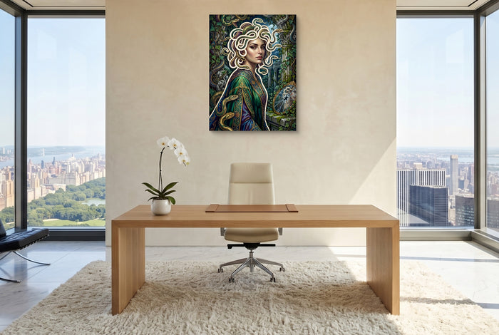 Medusa Serpent Glow — medusa serpent glow office with city view 5 1port flush print