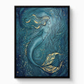 Mermaid Golden Flow — mermaid golden flow white studio framed black