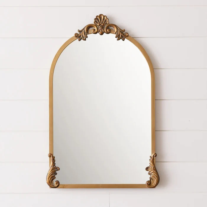 Metal Wall Mirror With Scallop Accents