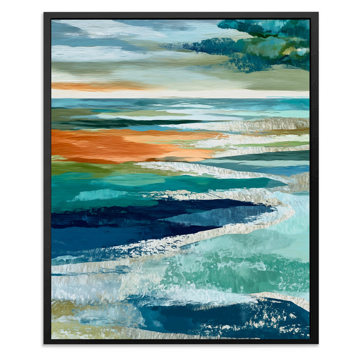 Midnight Sea Waves canvas wall art, room view