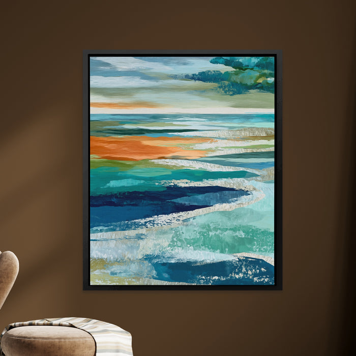 Midnight Sea Waves canvas wall art, room view