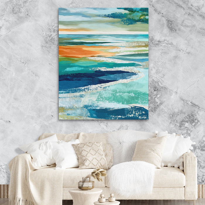 Midnight Sea Waves canvas wall art, room view