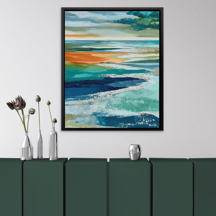 Midnight Sea Waves canvas wall art, room view