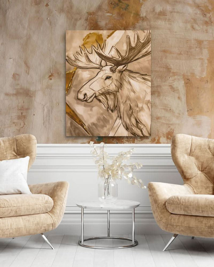 Mocha Moose - Contemporary Wall Art in Black Frame