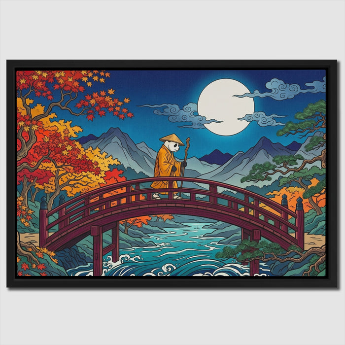 Monk Moonlit Bridge canvas wall art