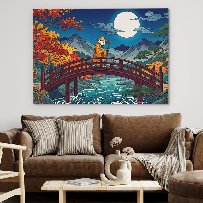 Monk Moonlit Bridge canvas wall art, room view