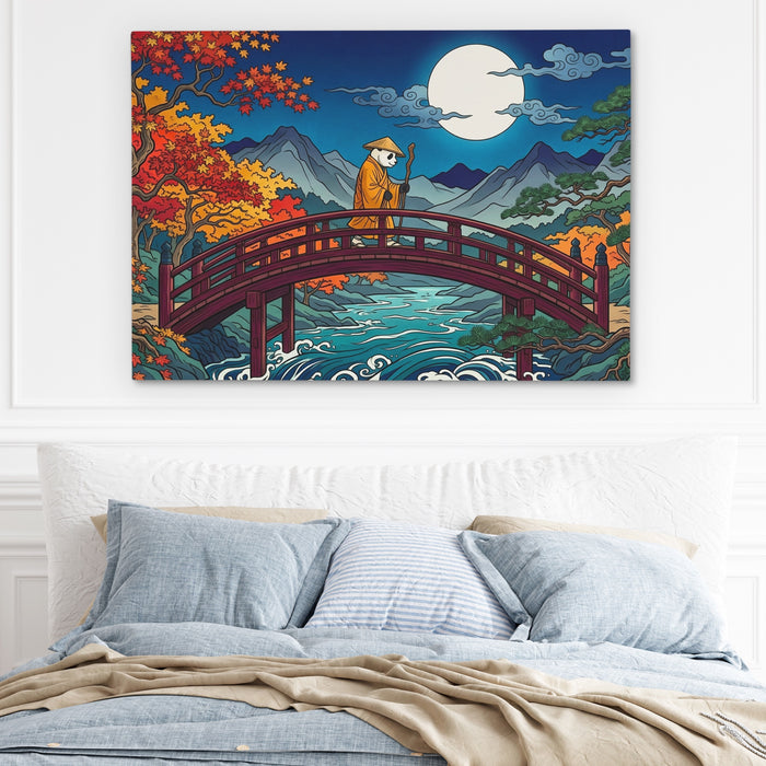 Monk Moonlit Bridge canvas wall art, room view