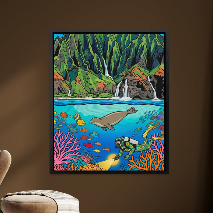 Monk Seal Reef canvas wall art, room view