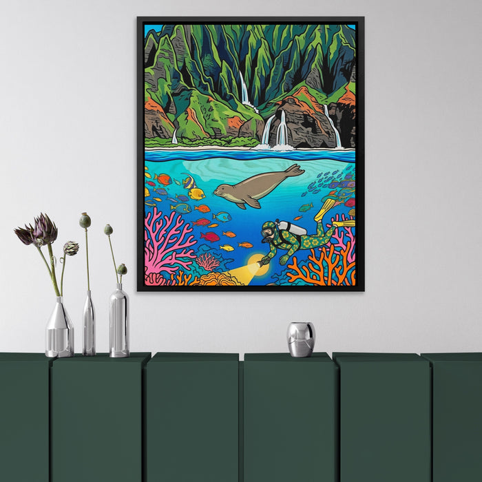 Monk Seal Reef canvas wall art, room view