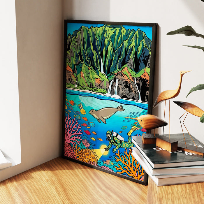 Monk Seal Reef canvas wall art, room view