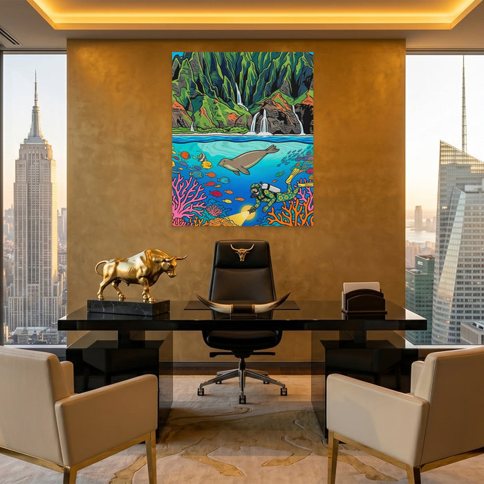 Monk Seal Reef canvas wall art, room view