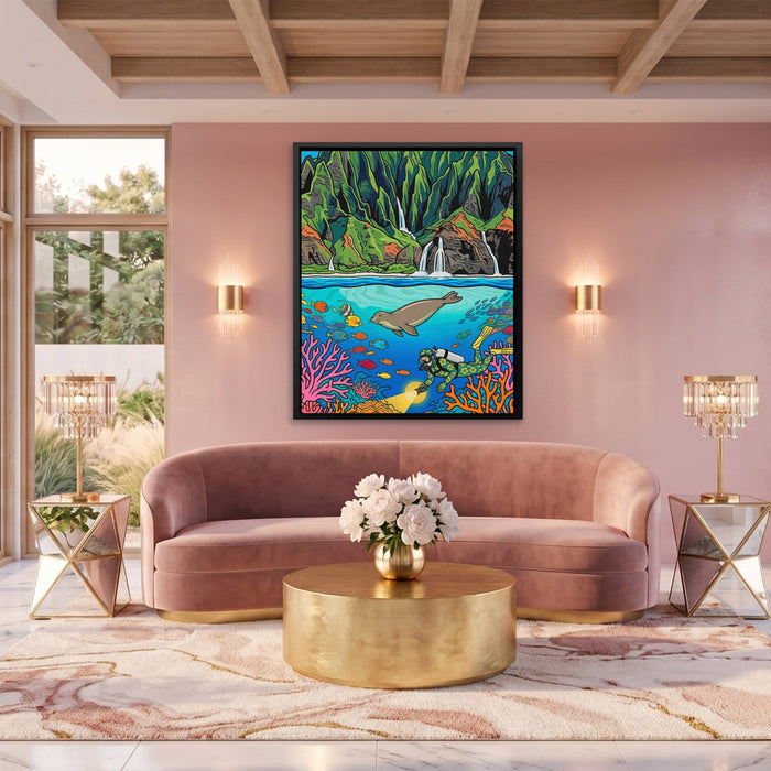 Monk Seal Reef canvas wall art, room view