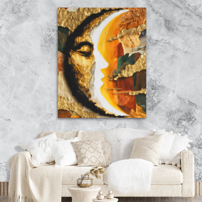 Moon Ink Rising canvas wall art, room view