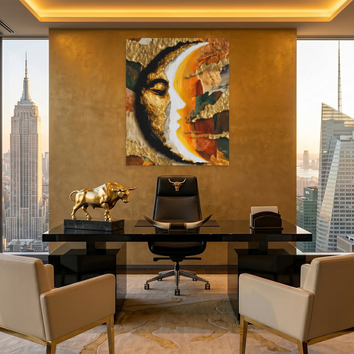 Moon Ink Rising canvas wall art, room view