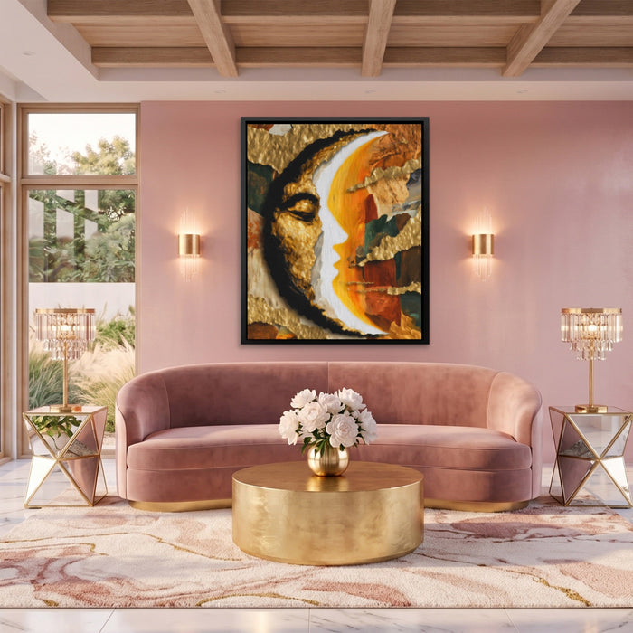 Moon Ink Rising canvas wall art, room view