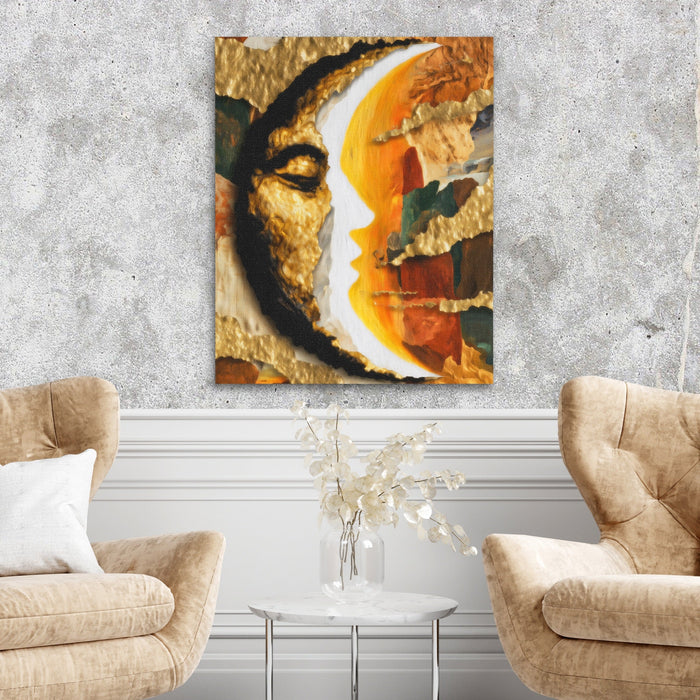 Moon Ink Rising canvas wall art, room view