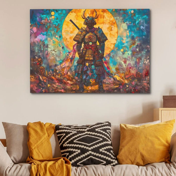 Moonlit Ronin - Fantasy Blue Canvas Wall Art